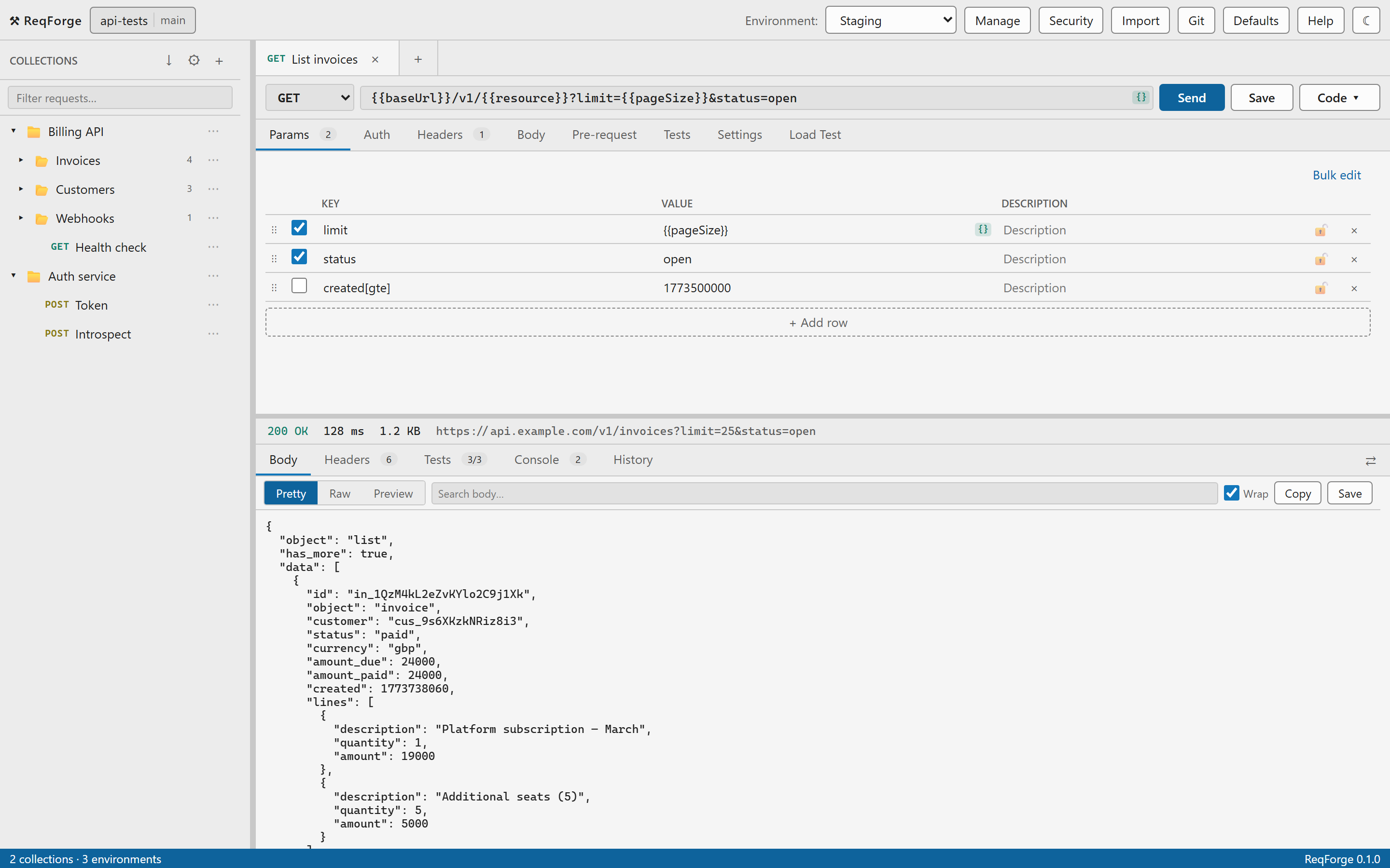 The main ReqForge window in the light theme.